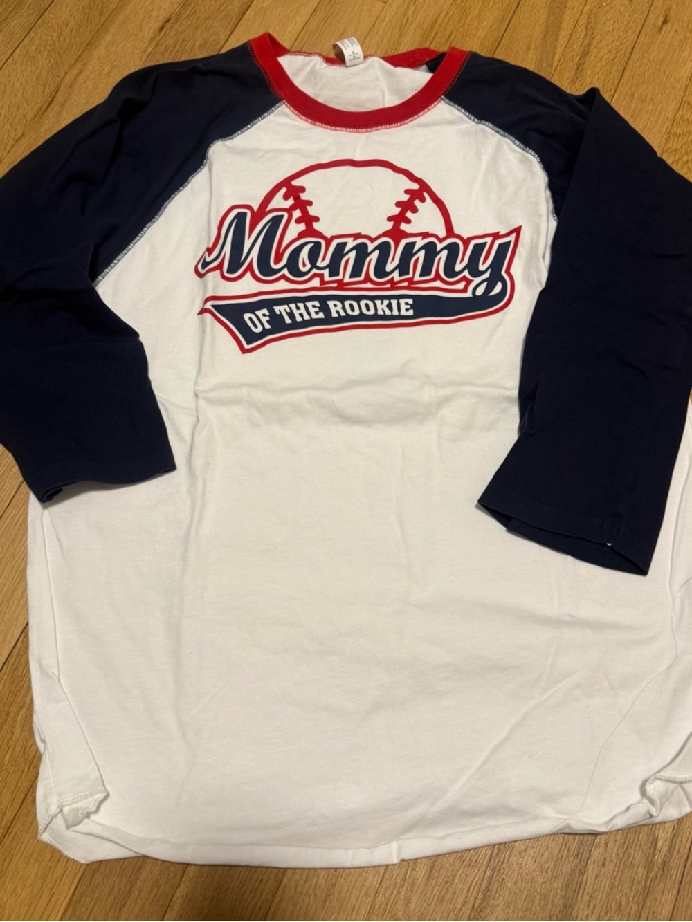 Mommy of the Rookie Raglan Tee - White & Navy
